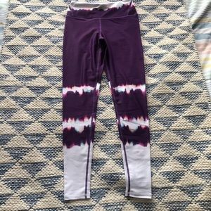 NWOT Manduka Purple White Watercolor Yoga Pants Workout Leggings Athletic Small